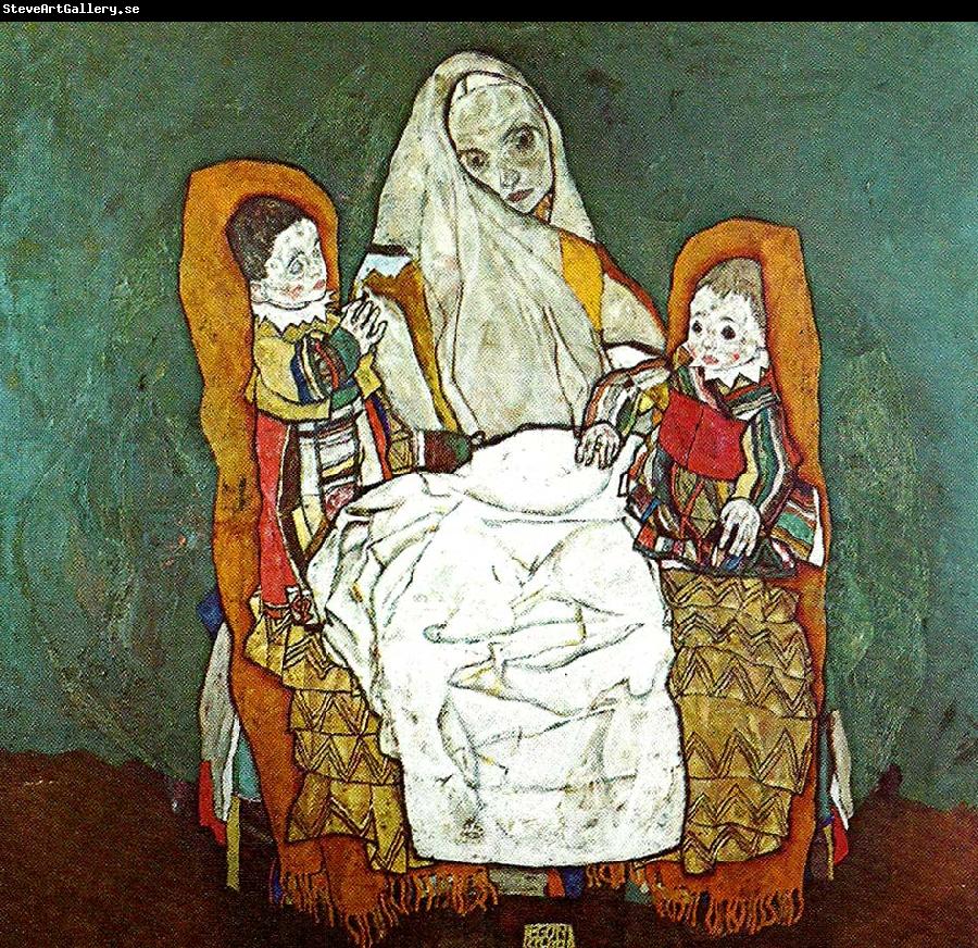 Egon Schiele kvinna med tva barn